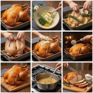 Roast Turkey with Herb Butter and Gravy