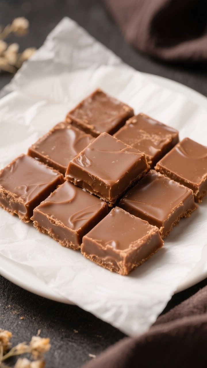Final dish overhead: Classic Fantasy Fudge Squares neatly sliced into 1- to