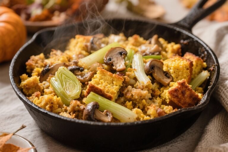 Cornbread Stuffing with Mushrooms and Leeks You’ll Love All Year Round