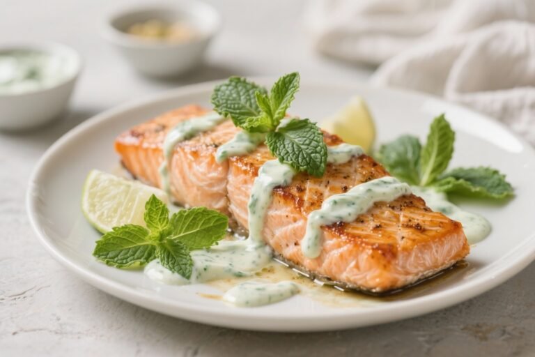 Baked Salmon with Creamy Mint Yogurt for Simple Flavor