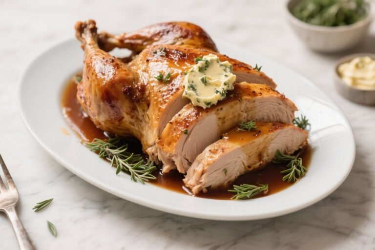 Roast Turkey with Herb Butter and Gravy – A Simple, Flavor-Packed Centerpiece