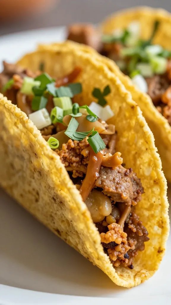 closeup of a single crunchy taco shell with vivid fillings in a shallow depth of field